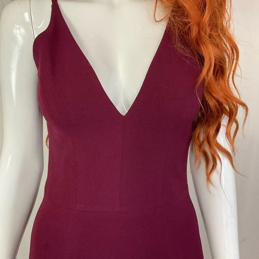 NEW Dress The Population Burgundy Iris Crepe Maxi Formal Gown S